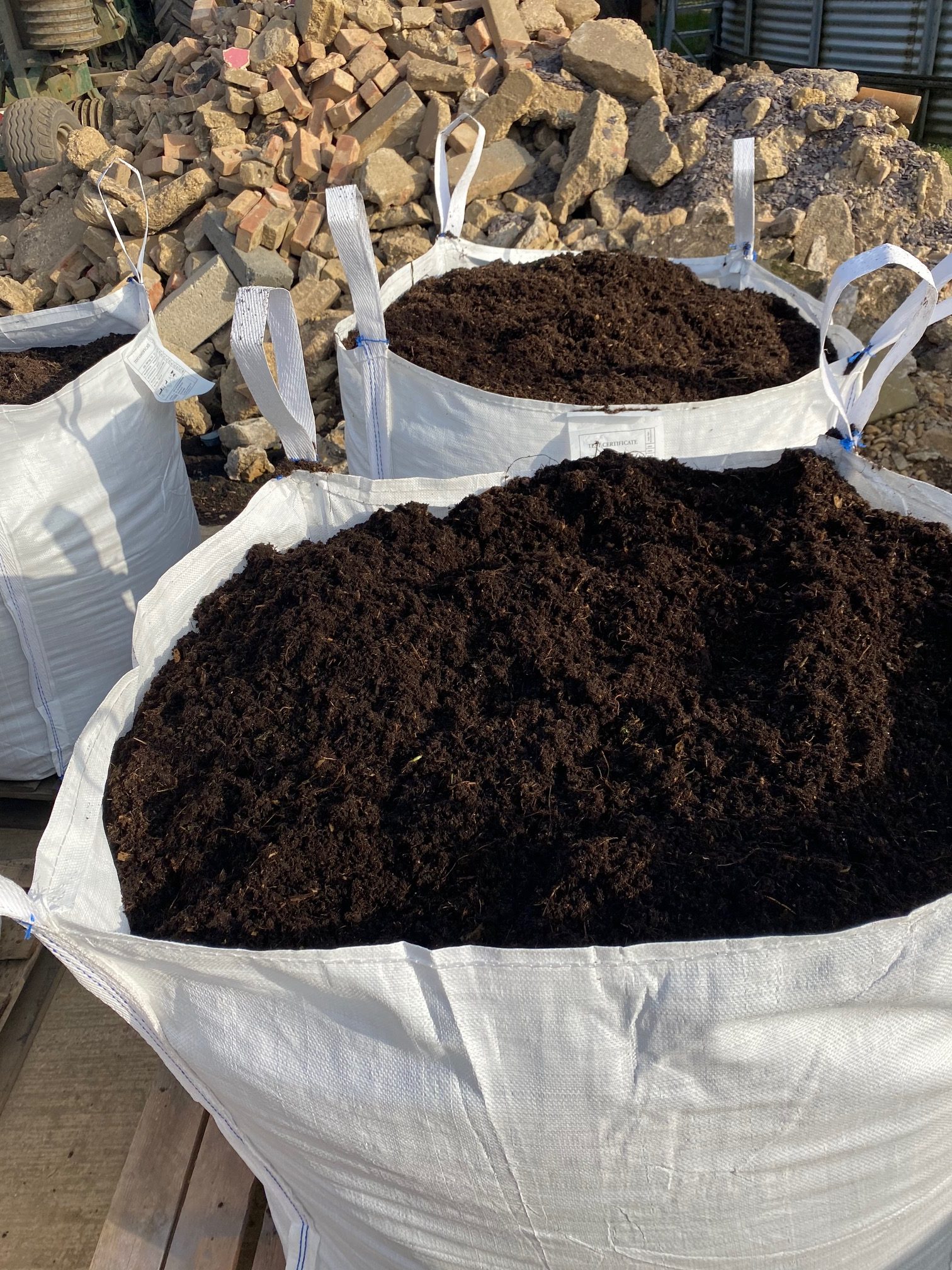 large 700 litre builders bag full of top quality organic compost
