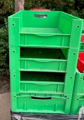 front view solid stackable green trays