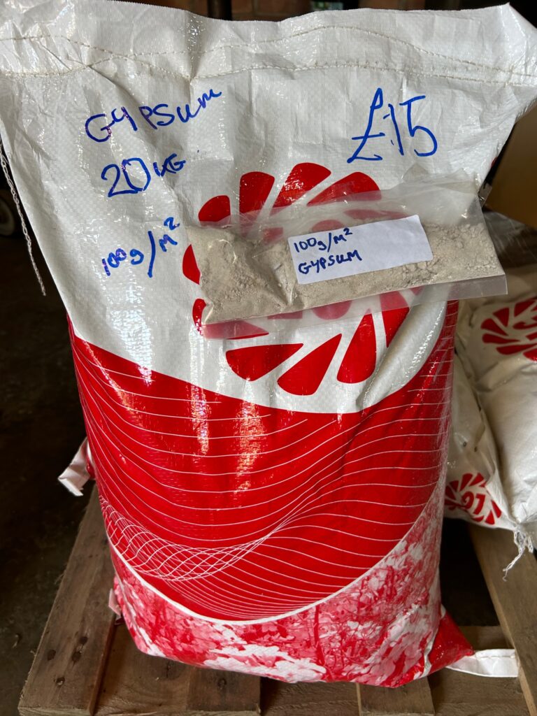 White 20kg Bag of agricultural grade gypsum powder at £15 per bag